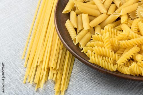 different Italian pasta on the table
