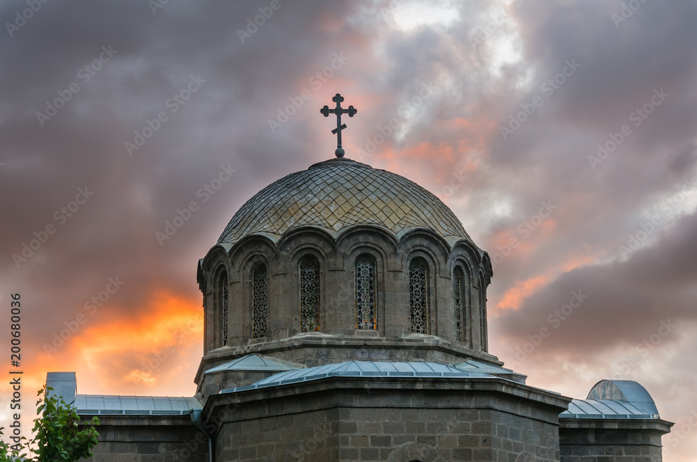 Cupola of the Russian Orthodox Church of the Nativity of Virgin Mary in Vanadzor, Armenia