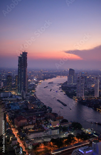 View of the city of Bangkok, Thailand after sunset © romet6