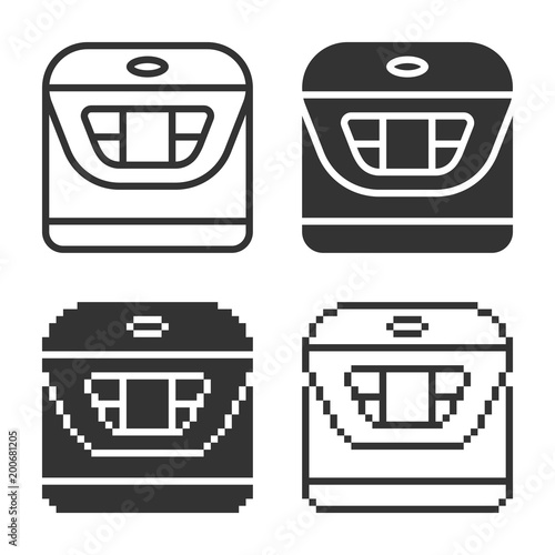 Monochromatic multicooker icon in different variants: line, solid, pixel, etc.