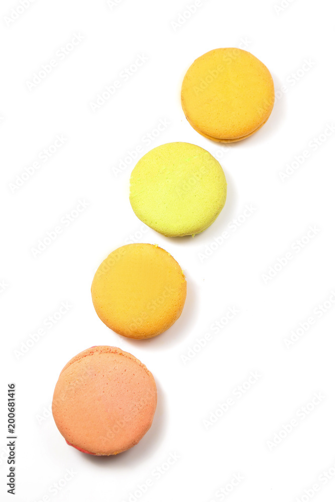 Delicious four multicolored macaroon isolated on white background Delicious four multicolored macaroon isolated on white background