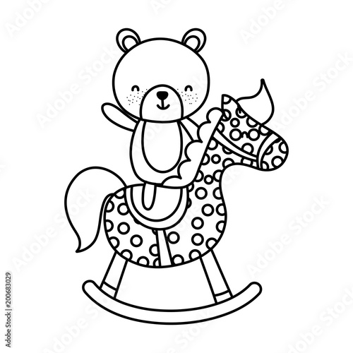 line bear teddy ride rocking horse