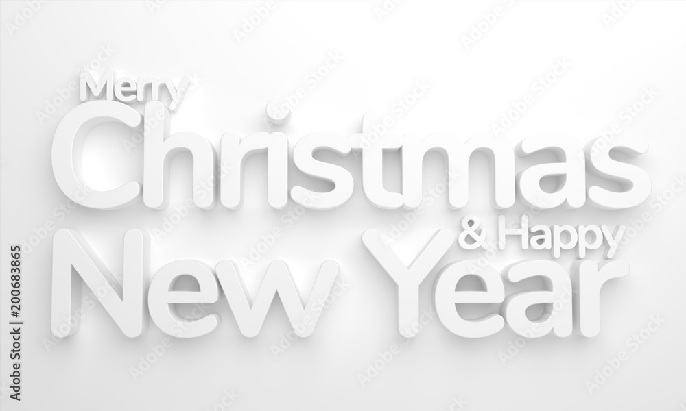 merry christmas and happy new year 3d rendering background