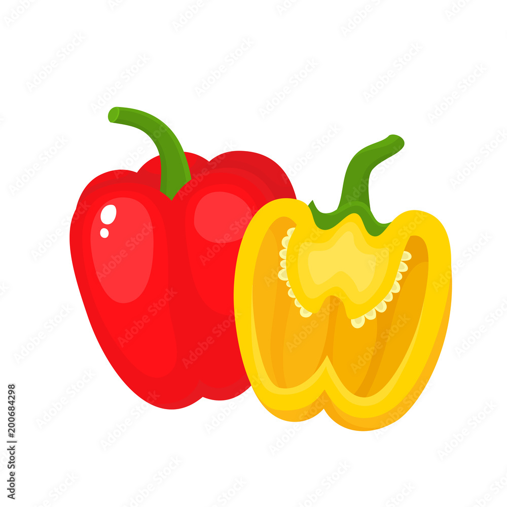 Bright vector illustration of juice sweet pepper isolated on white. Bright vector illustration of juice sweet pepper isolated on white.
