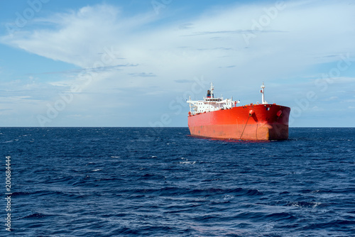 Crude oil tanker on blue sea