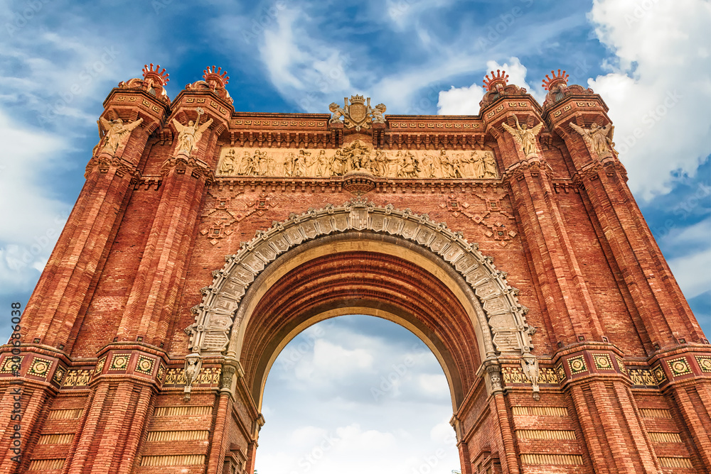 Arc de Triomf, iconic triumphal arc in Barcelona, Catalonia, Spain