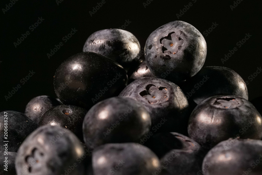Blueberries on black background close up isolated Blueberries on black background close up isolated