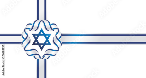 Israel flag ribbon isolated symbol emblem gift bow white background