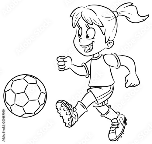 Mädchen mit Fußball - Vektor-Illustration