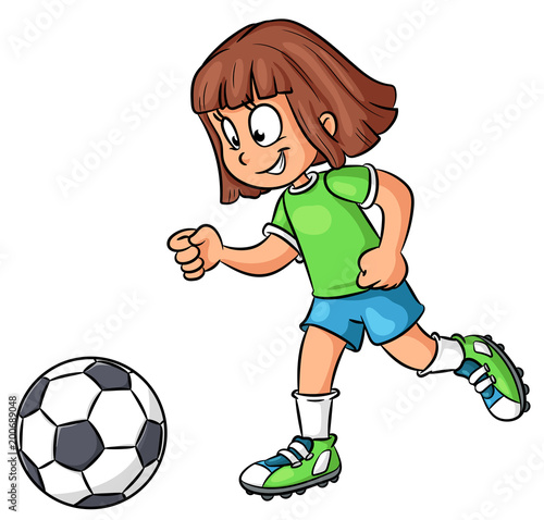 Mädchen mit Fußball - Vektor-Illustration