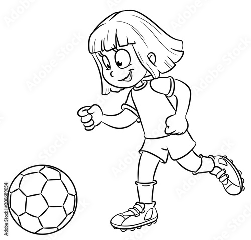 Mädchen mit Fußball - Vektor-Illustration