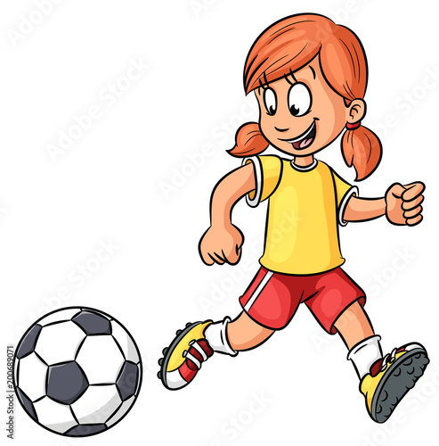 Mädchen mit Fußball - Vektor-Illustration