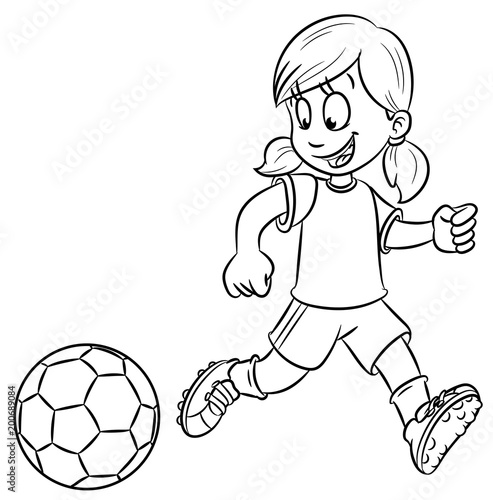 Mädchen mit Fußball - Vektor-Illustration