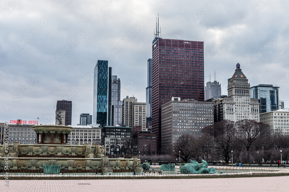 Fototapeta premium chicago illinois street and city life
