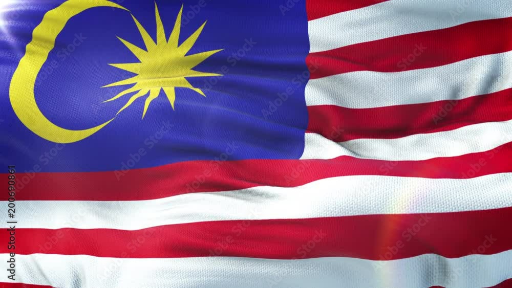 Flag of Malaysia waving on sun. Seamless loop with highly detailed fabric texture. Loop ready in 4k resolution. Flag of Malaysia waving on sun. Seamless loop with highly detailed fabric texture. Loop ready in 4k resolution.