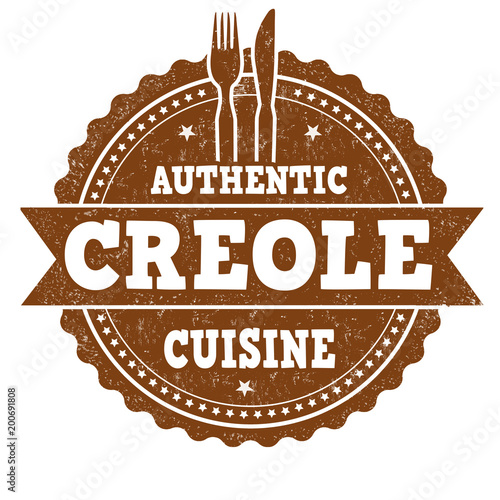 Authentic creole cuisine grunge rubber stamp
