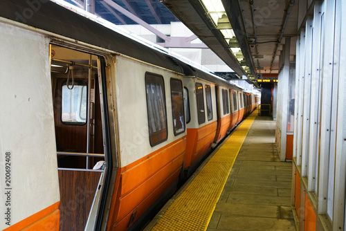 old subway train in the station