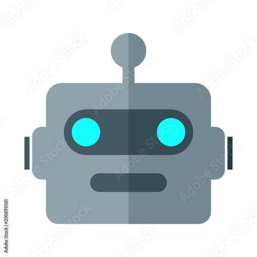 Simple, flat robot head icon. Isolated on white