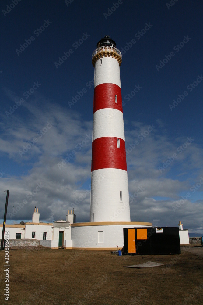 Coastline at Tarbat Ness Lighthouse, Scottish Highlands, Dornach Firth, Scotland Coastline at Tarbat Ness Lighthouse, Scottish Highlands, Dornach Firth, Scotland