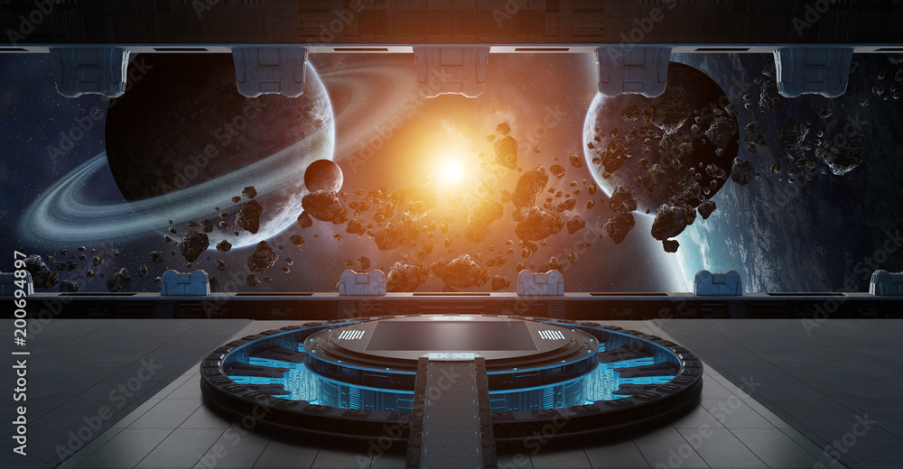 Naklejka premium Landing strip spaceship interior 3D rendering elements of this image furnished by NASA