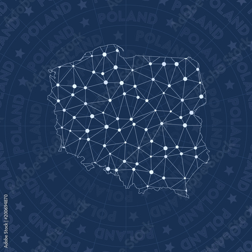 Canvas Print Poland network, constellation style country map