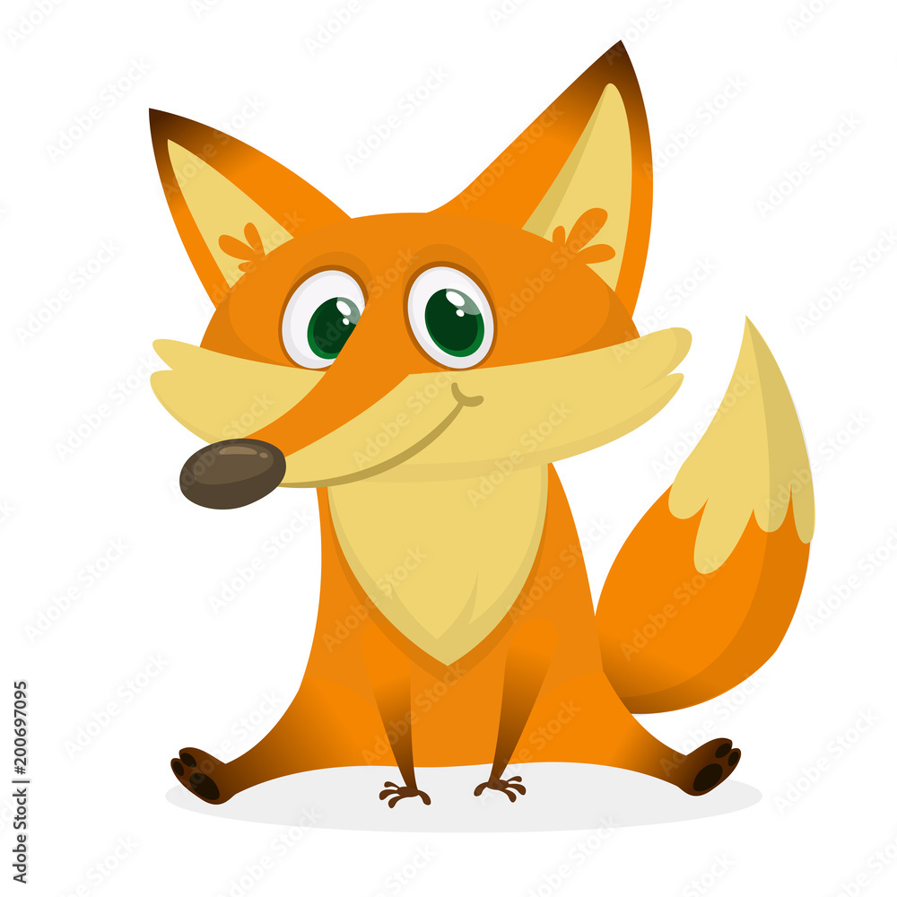 Obraz premium Cartoon happy and sad fox. Vector clip art illustration with simple gradients. 