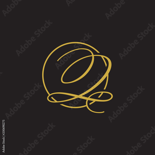 initial letter logo script circle gold