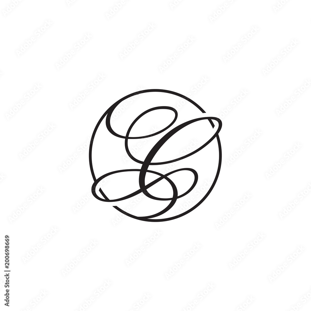 initial letter C logo script circle black initial letter C logo script circle black