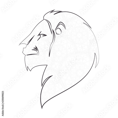 lion profile emblem icon vector illustration design