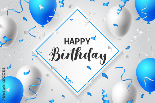 Canvas Print Happy Birthday Balloons Typography Banner Background Illustration Poster Design