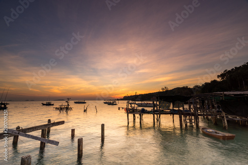 sunrise morning on the seascape fisherman village © bank215
