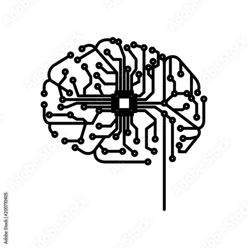brain with circuit electric icon
