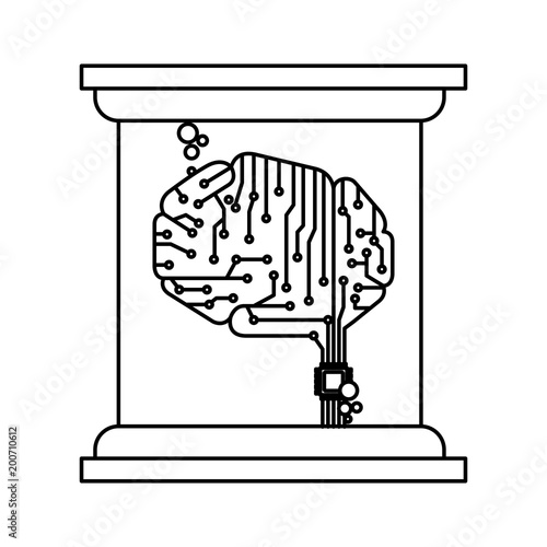futuristic glass bottle with brain electric