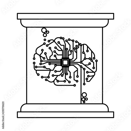 futuristic glass bottle with brain electric