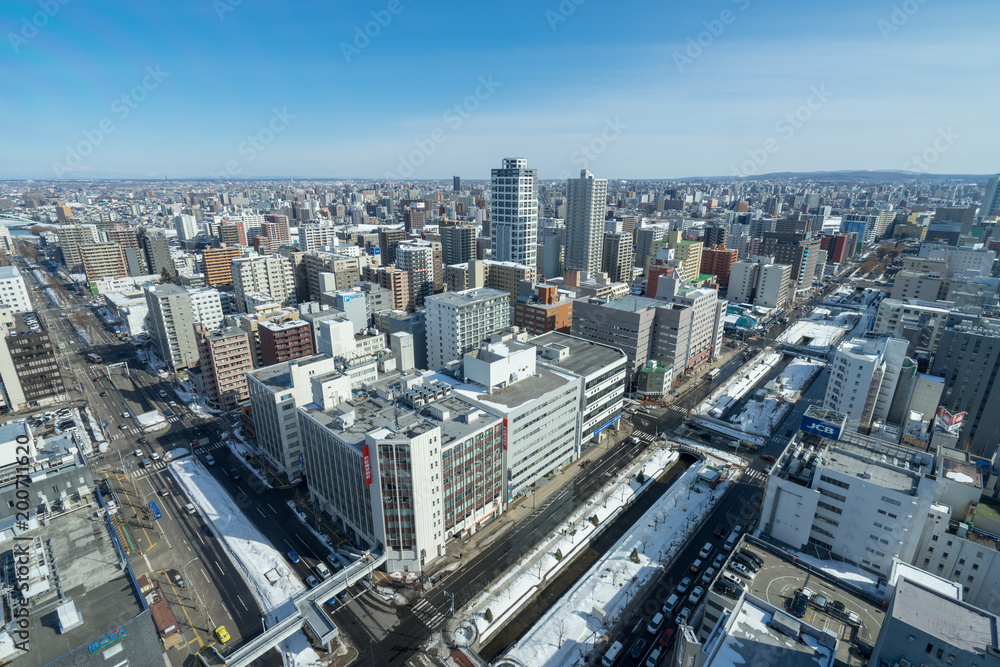さっぽろテレビ塔から見る札幌市街の風景