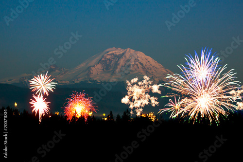 Fireworks and Mt. Rainier