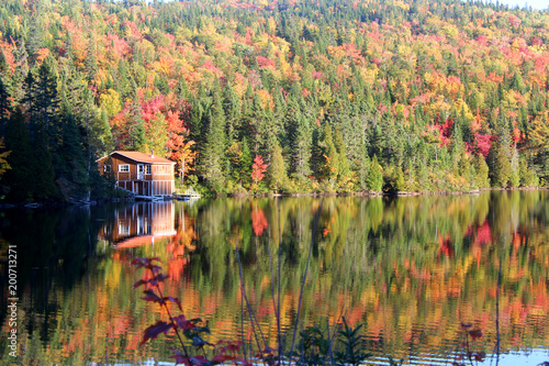 cabane au Canada en automne, Québec 