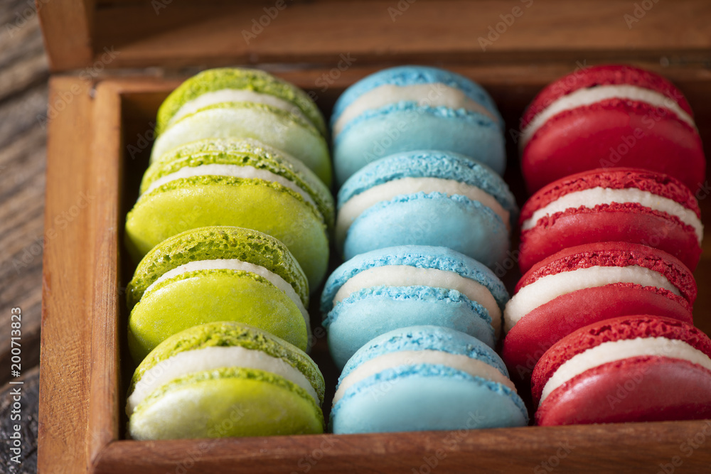 Selection of french colourful macarons Selection of french colourful macarons