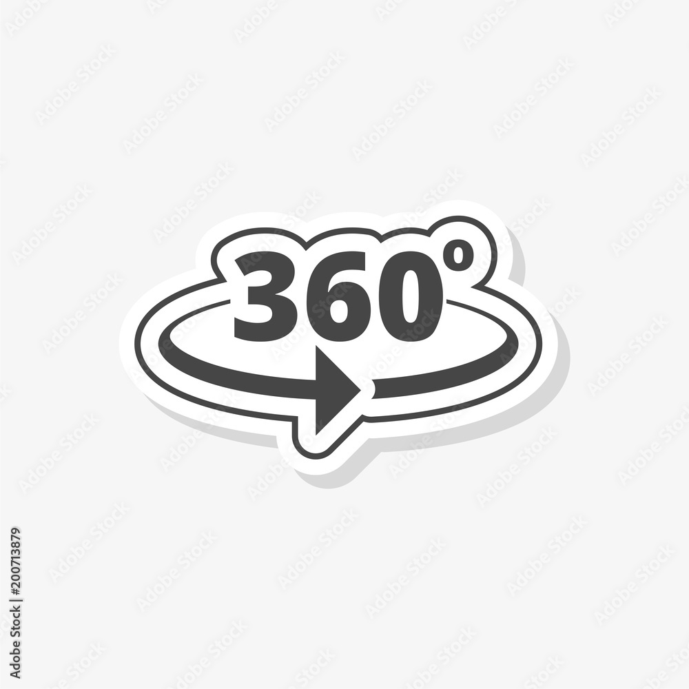360 degrees sticker, simple vector icon 360 degrees sticker, simple vector icon