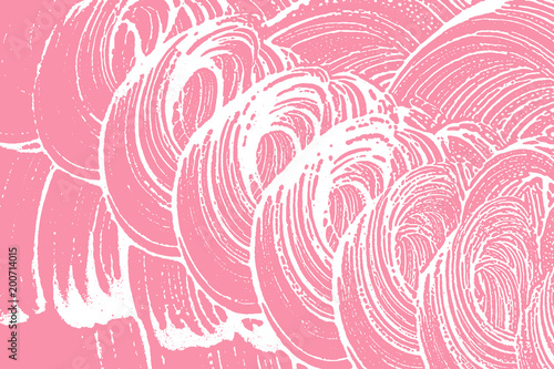 Natural soap texture. Admirable bright pink foam trace background. Artistic eminent soap suds. Cleanliness, cleanness, purity concept. Vector illustration.
