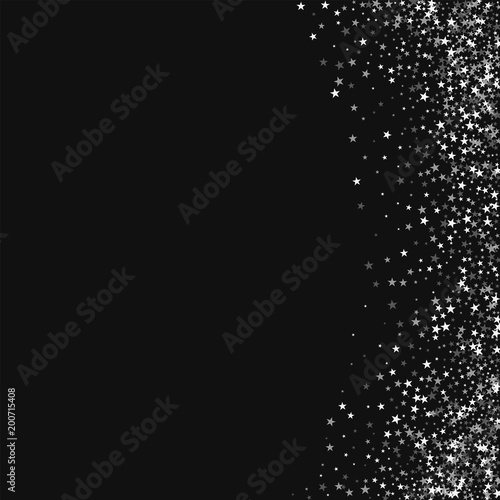 Amazing falling stars. Abstract right border with amazing falling stars on black background. Fascinating Vector illustration.