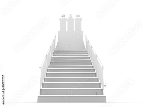 Stairs and Hamburg city coat of arms element on the top. Abstract architecture. 3D rendering