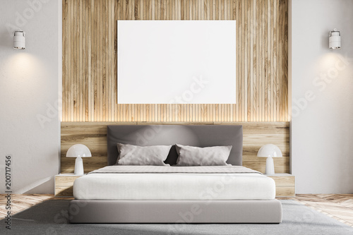 Wooden wall Scandinavian bedroom  poster