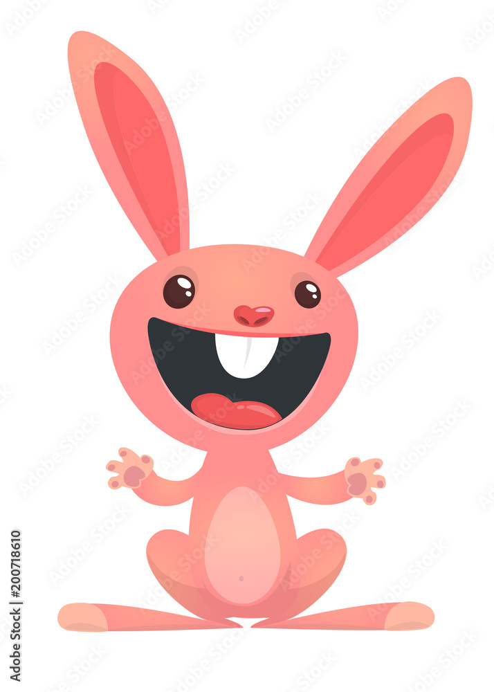 Cool bunny cartoon isolated on white background. Vector illustration