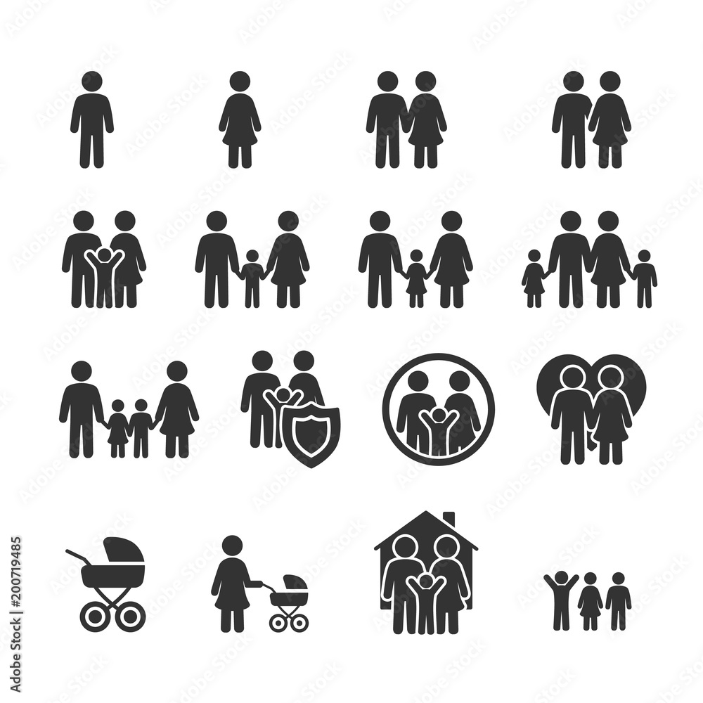 Vector image set of family icons. Vector image set of family icons.