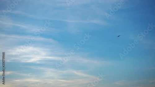 Airplane flying in sky. photo