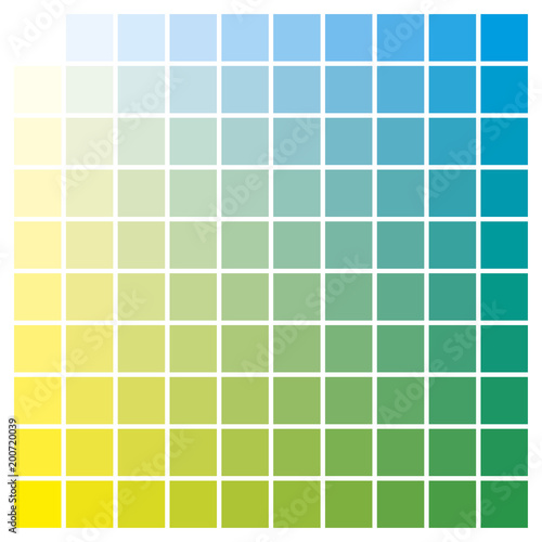 Color chart yellow cyan print production color guide ink catalog used in graphic arts, prepress and printing