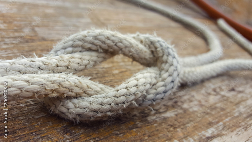 Rope knot on boat in khao sok national park Thailand