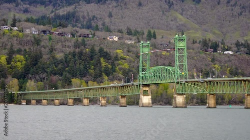 The Mighty Columbia Flows Under the Bridge at Hood River Oregon photo