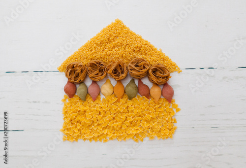 Macaroni in the form of a house photo